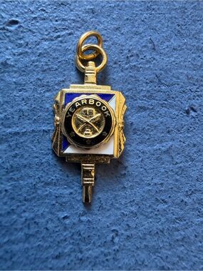 Vintage Gold  Tone Yearbook Charm Pendant
